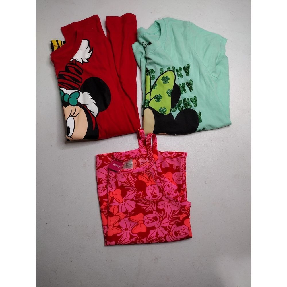 Disney Minnie Mouse Kids Girls Long Sleeve Shirt & Tank Top Bundle Set